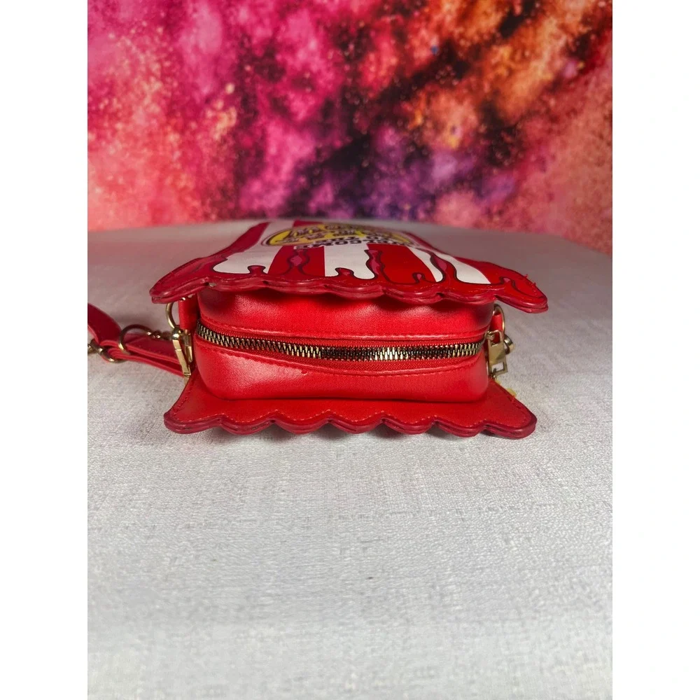 Welcome to the Freak Show Popcorn Box Crossbody Bag Red White Striped Novelty